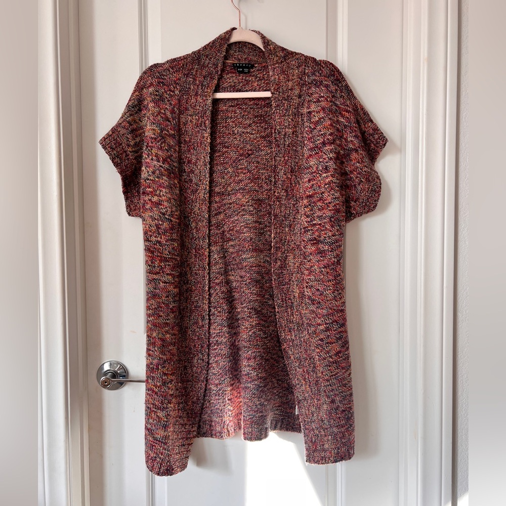 Theory Multicolour Wool Cashmere‎ Blend Short Sleeves Open Front Cardigan Petite